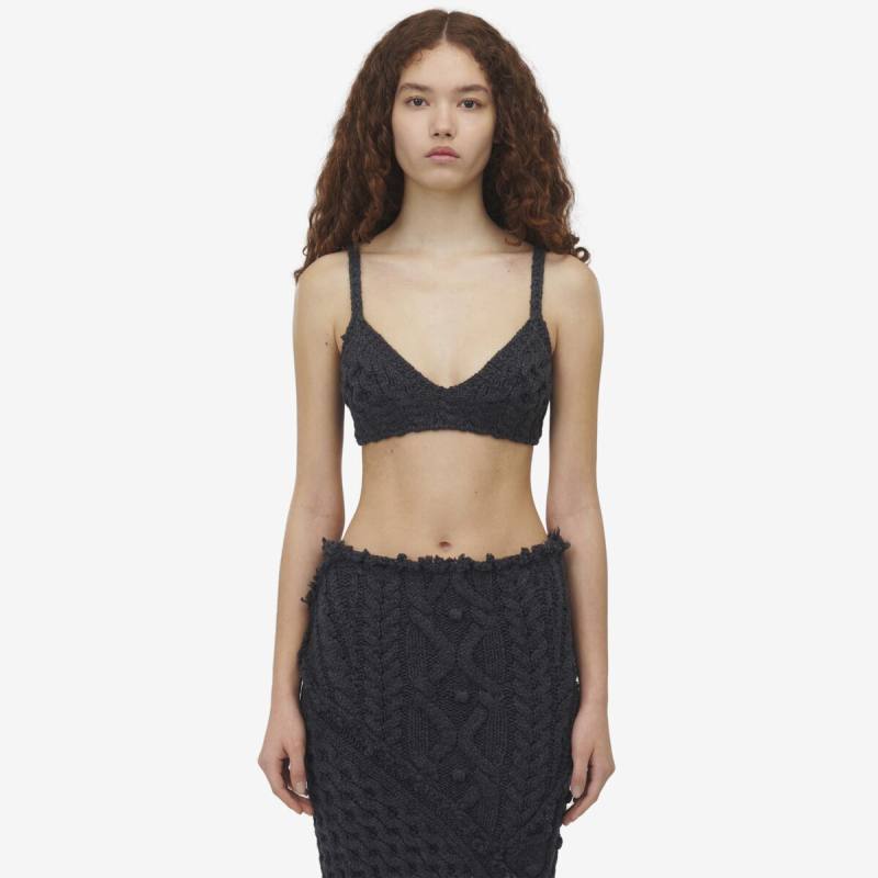 Alexander McQueen Women's Yellow Cable Knit Bra - 8 (Wool, Cashmere, Polyamide & Elastan)
